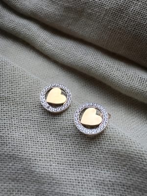 Złote kolczyki 585 SERCA Z CYRKONIAMI - miniatura 2