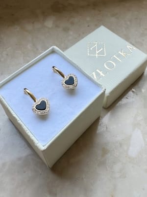 Złote kolczyki 585 SERDUSZKA Z CYRKONIAMI ZAPIĘCIE ANGIELSKIE - miniatura 3