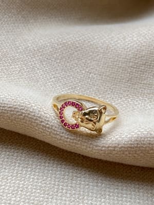 Złoty pierścionek 585 PANTERA CYRKONIE - miniatura 1