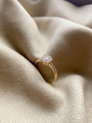 Złoty pierścionek 585 DUŻA CYRKONIA - miniatura 1