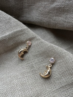 Złote kolczyki 585 WISZĄCE KSIĘŻYCE - miniatura 1