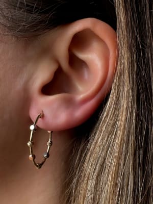 Złote kolczyki 585 KÓŁKA Z KULKAMI - miniatura 2