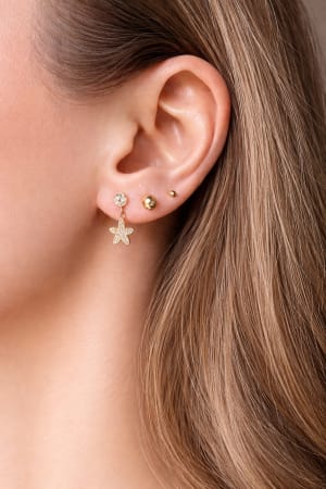 Złote kolczyki 585 KWIATUSZKI Z CYRKONIAMI - miniatura 2