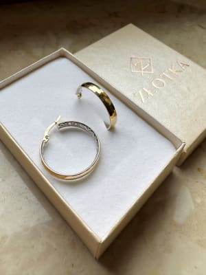 Złote kolczyki 585 KÓŁKA DIAMENTOWANE - miniatura 1