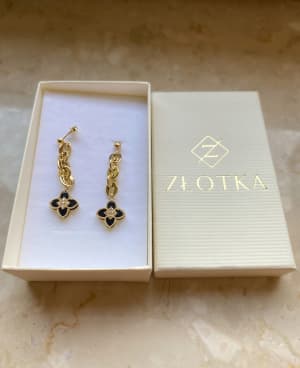 Złote kolczyki próba 585 WISZĄCE KWIATKI - miniatura 3