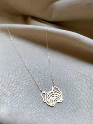 Złoty naszyjnik 585 PIESEK, BULDOG ORIGAMI - miniatura 1