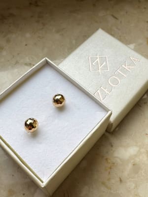 Złote kolczyki 585 KULKI DIAMENTOWANE - miniatura 3