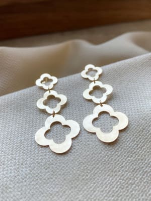 Złote kolczyki 585 WISZĄCE KWIATKI - miniatura 1