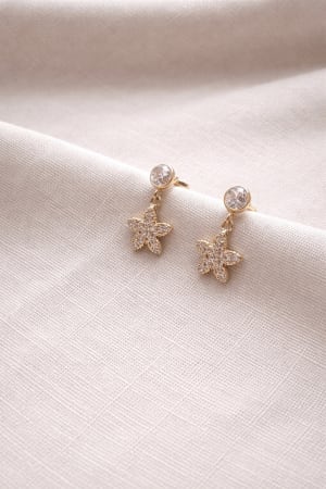 Złote kolczyki 585 KWIATUSZKI Z CYRKONIAMI - miniatura 1