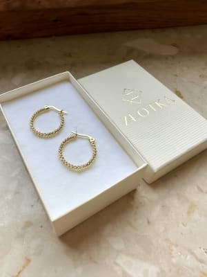 Złote kolczyki 585 KOŁA Z KULKAMI - miniatura 3