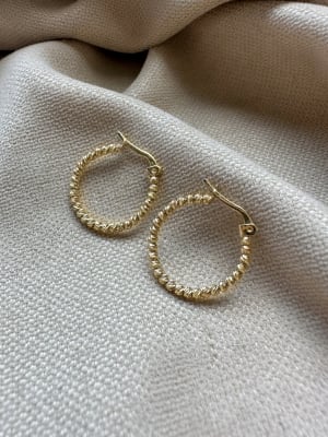 Złote kolczyki 585 KOŁA Z KULKAMI - miniatura 1