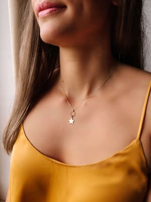 Złoty naszyjnik 585 GWIAZDKA, KÓŁKO - miniatura 2