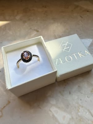 Złoty pierścionek 585 OWALNY KAMIEŃ - miniatura 3