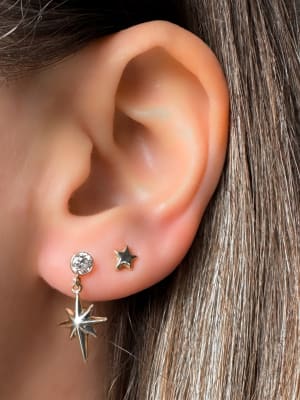 Złote kolczyki 585 WISZĄCE GWIAZDY - miniatura 2