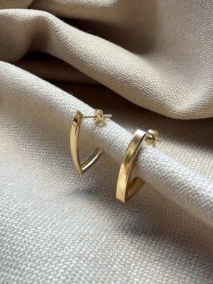 Złote kolczyki 585 ASYMETRYCZNE ŁUKI - miniatura 1