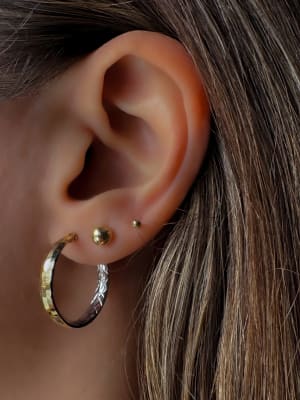 Złote kolczyki 585 KÓŁKA DIAMENTOWANE - miniatura 3