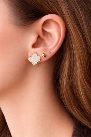 Złote kolczyki 585 KONICZYNKI CYRKONIE - miniatura 3