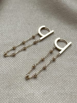 Złote kolczyki próba 585 WISZĄCE Z KULKAMI - miniatura 1