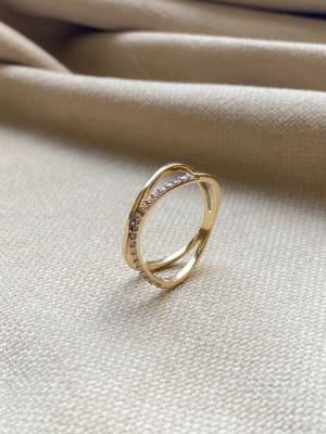 Złoty pierścionek 585 PODWÓJNY CYRKONIE - miniatura 2