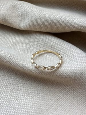 Złoty pierścionek 585 OBRĄCZKA CYRKONIE R.18 - miniatura 1