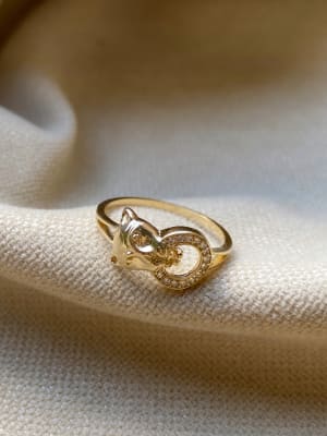 Złoty pierścionek 585 PANTERA CYRKONIE R.17 - miniatura 1