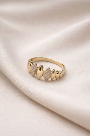 Złoty pierścionek 585 PAZURKI CYRKONIE R.20 - miniatura 1