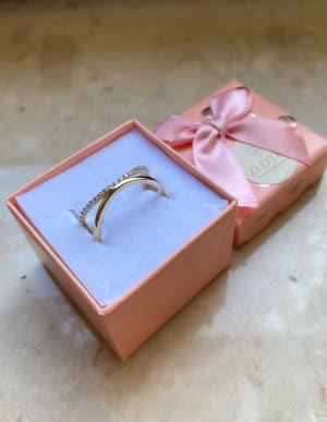 Złoty pierścionek 585 PODWÓJNY CYRKONIE - miniatura 5