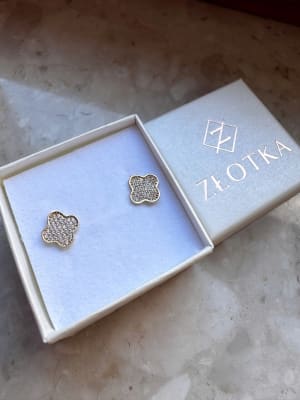 Złote kolczyki 585 KONICZYNKI CYRKONIE - miniatura 2