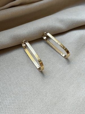 Złote kolczyki 585 OWALNE DUŻE - miniatura 1