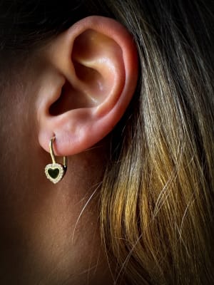 Złote kolczyki 585 SERDUSZKA Z CYRKONIAMI ZAPIĘCIE ANGIELSKIE - miniatura 2