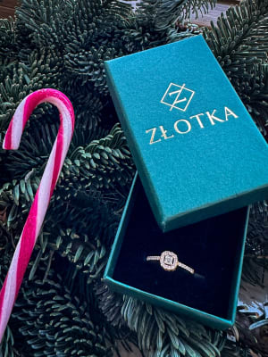 Złoty pierścionek 585 DUŻA CYRKONIA R.14 - miniatura 4