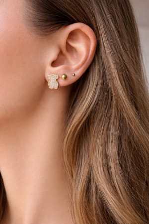 Złote kolczyki 585 MIŚ, MISIE CYRKONIE - miniatura 2