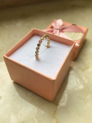 Złoty pierścionek 585 OBRĄCZKA KOLOROWA - miniatura 5