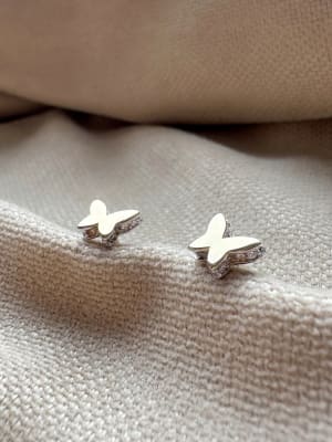 Złote kolczyki 585 MOTYLKI Z CYRKONIAMI - miniatura 1