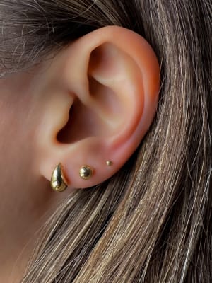 Złote kolczyki 585 KROPLE, KROPELKI - miniatura 2