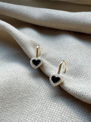 Złote kolczyki 585 SERDUSZKA Z CYRKONIAMI ZAPIĘCIE ANGIELSKIE - miniatura 1