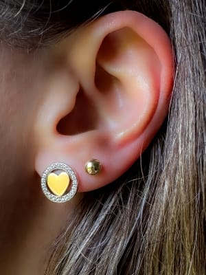Złote kolczyki 585 SERCA Z CYRKONIAMI - miniatura 3