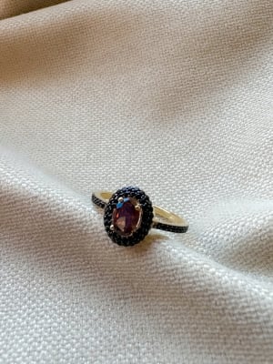 Złoty pierścionek 585 OWALNY KAMIEŃ - miniatura 1