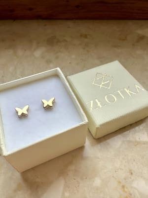 Złote kolczyki 585 MOTYLKI Z CYRKONIAMI - miniatura 3