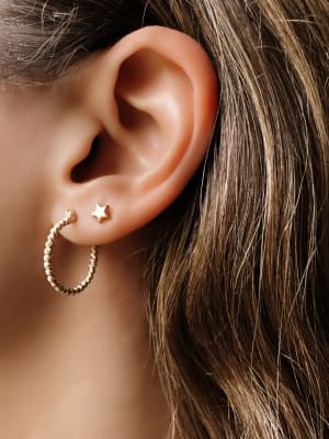 Złote kolczyki 585 KOŁA Z KULKAMI - miniatura 2