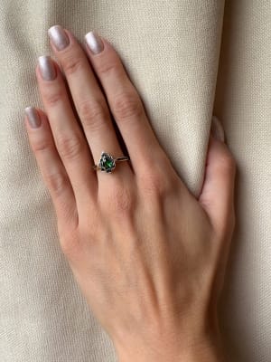 Złoty pierścionek 585 ZIELONY KAMIEŃ - miniatura 2