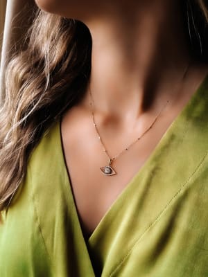 Złota zawieszka próba 585 OKO CYRKONIE - miniatura 2