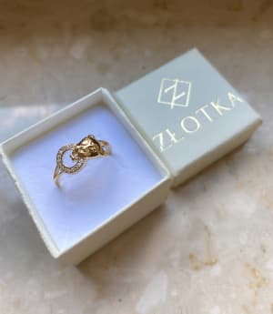 Złoty pierścionek 585 PANTERA CYRKONIE R.17 - miniatura 3