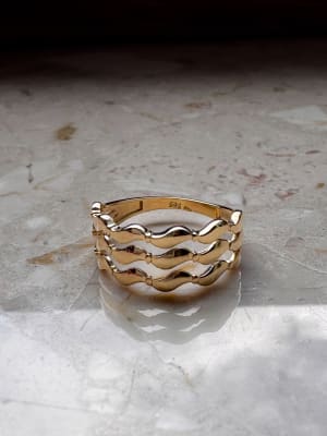 Złoty pierścionek 585 FALOWANY R.16 - miniatura 1