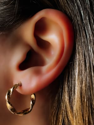 Złote kolczyki 585 KÓŁKA FALOWANE - miniatura 2