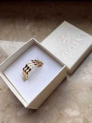 Złoty pierścionek 585 FALOWANY R.16 - miniatura 2