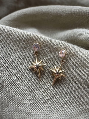 Złote kolczyki 585 WISZĄCE GWIAZDY - miniatura 1