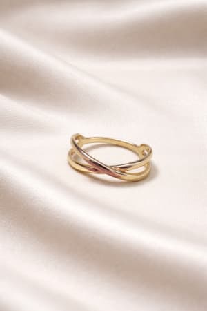 Złoty pierścionek 585 PODWÓJNY R.21 - miniatura 1