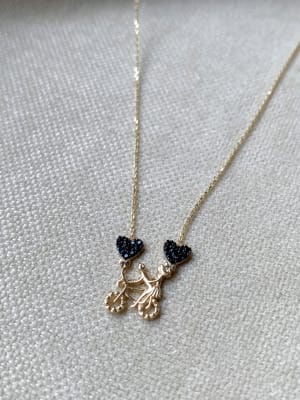 Złoty naszyjnik 585 ROWER Z SERCAMI - miniatura 1