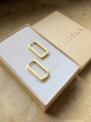 Złote kolczyki 585 PROSTOKĄTNE - miniatura 3